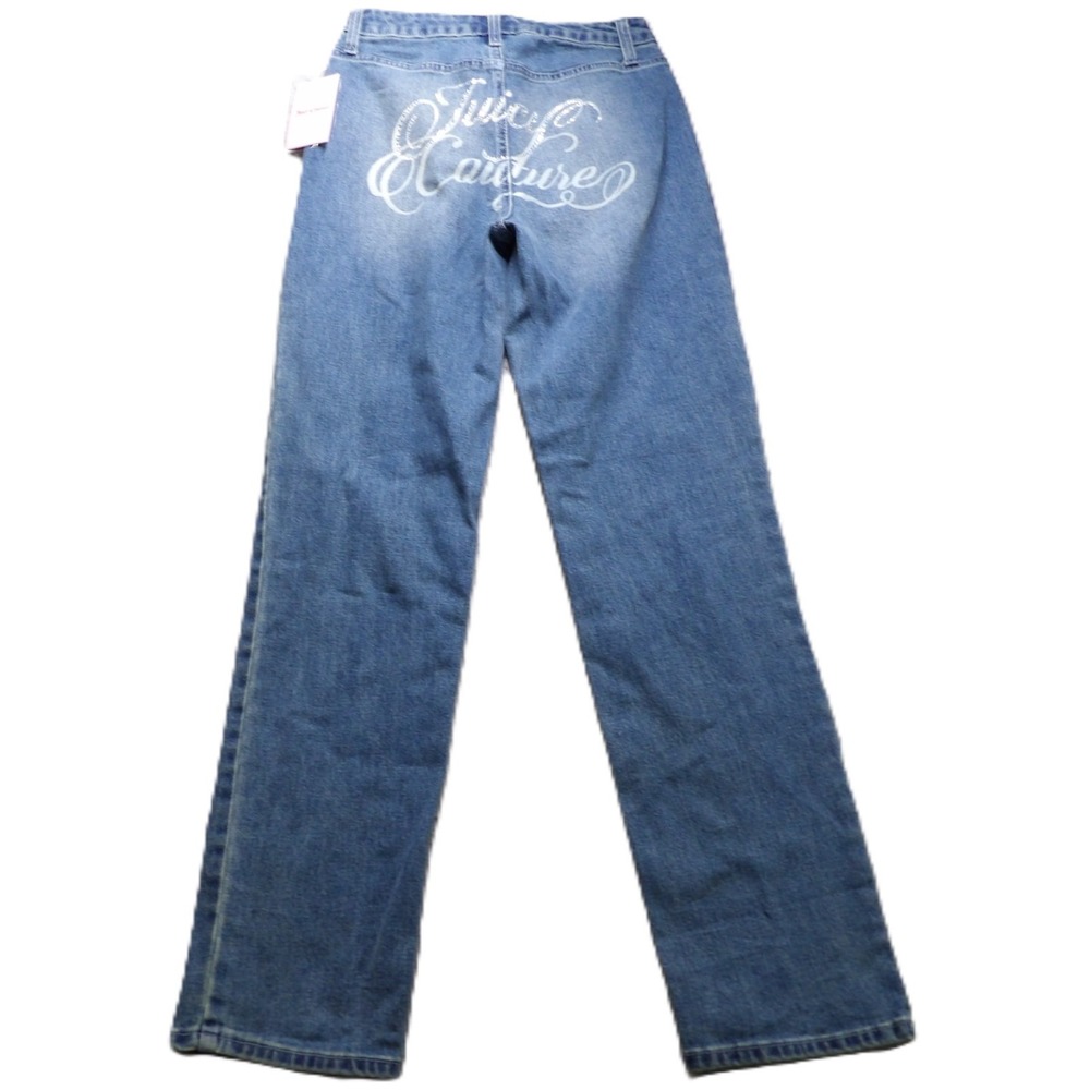 NWT Juicy Couture Abbot Laurel Rhinestones Button Fly Jeans Women 1/25 Med Wash